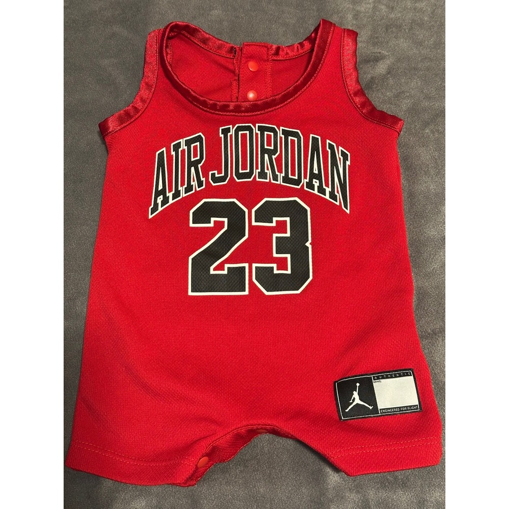 Jordan Infant Boys Red Air Jordan 23 Basketball Jersey Romper 3M